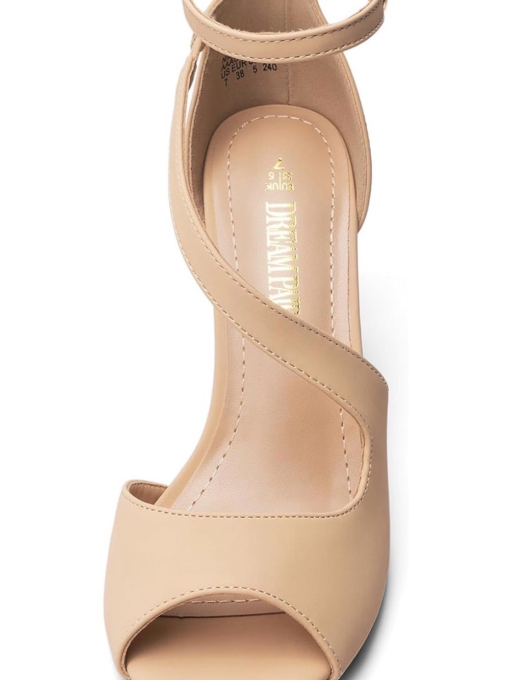 DREAM PAIRS Women's NILE Stilettos Open Toe Pump Heel Sandals - Nude Nubuck NWT - Picture 7 of 12